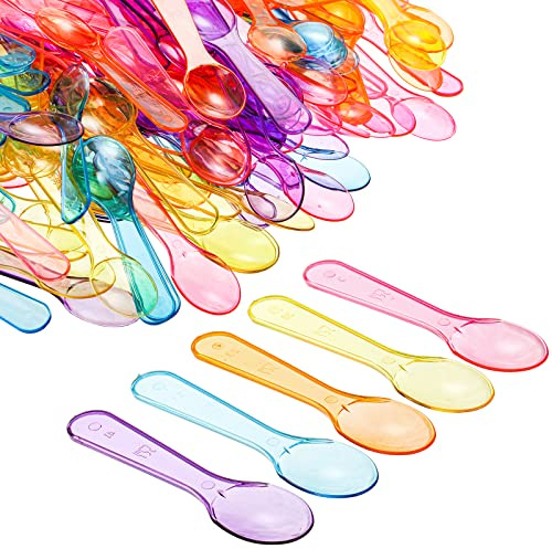 Hiceeden 1000 Pcs Colorful Mini Tasting Spoons, 3 Inch Disposable Plastic Taster Spoon, Small Dessert Spoons for Party, Wedding, Christmas, Tasting Ice Cream, Cake, Yogurt, Jello, Jam, 5 Colors
