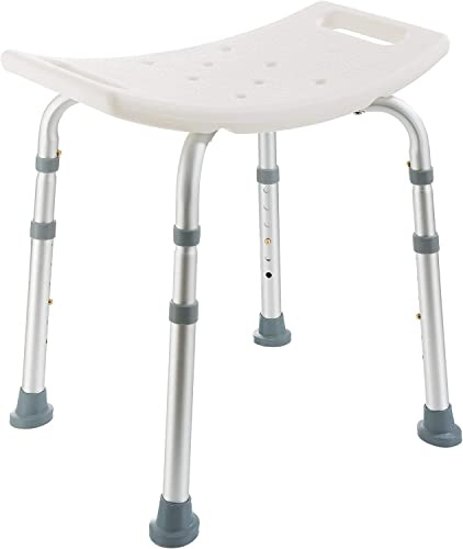 DYNASUN, Sgabello per doccia, bagno disabili, sedia per anziani regolabile in altezza con piedi antiscivolo, Conforme CE