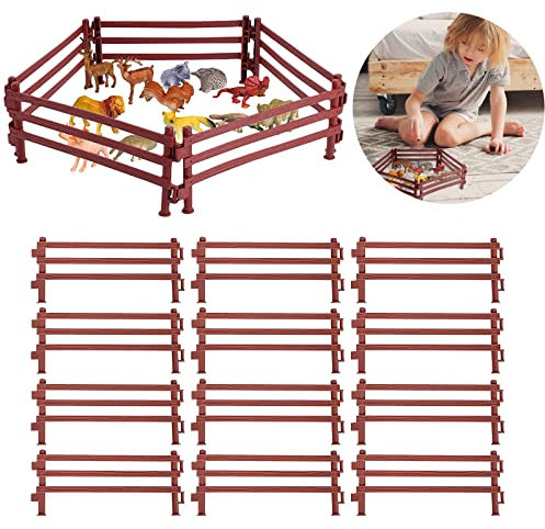 Pferdezaun Spielzeug 40 Stück Pferd Corral Fechten Zubehör Spielzeug Miniatur Zaun Bauernhof Kunststoff Farm Zaun Koppel Spielzeug für Scheune Koppel Pferd Stall - Dunkelheit