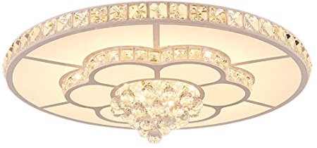 Moderna plafoniera rotonda LED Dimmerabile Fiori di cristallo Design 60cm Lampada da soggiorno con telecomando Bianco acrilico Deco Lampadario da soffitto per creativa camera da letto Sala da pranzo