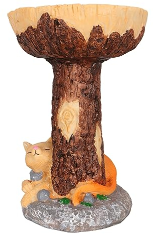 Katzen-Vogelbad-Statue, Beständig Gegen Alterung und Verblassen, Garten-Vogelfütterungsstatue, Exquisite Dekorative Vogelbadeschale aus Kunstharz, Vogeltränkestelle, Gartenskulptur