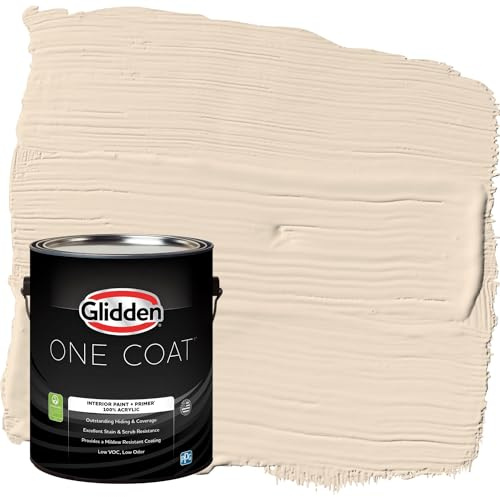 Glidden One Coat 1 gal. Oatmeal Cookie/Beige Flat Interior Paint with Primer