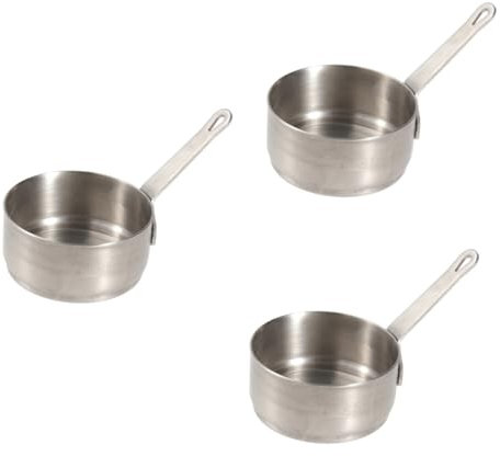 MAGICLULU 3pcs Mini Heating Pot Stainless Steel Soup Pot Milk Butter Sauce Pan Handle Large Nonstick