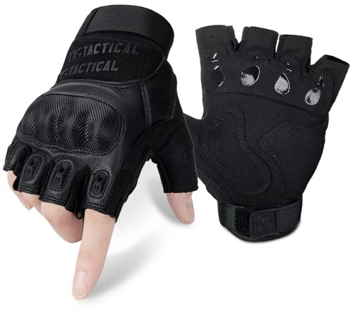 1TG Tactical Taktische Halbfinger Handschuhe, Motorradhandschuhe, Militär Einsatzhandschuhe für Outdoor Radfahren Motorrad Wandern Klettern Camping Jagd Laufen