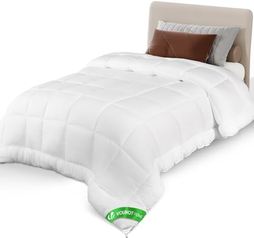 vounot® Couette Tempérée 300GSM 155x200 cm Couette Chaude en Microfibre Couverture Douce avec Rembourrage Moelleux Couette Respirante Certifiée Oeko-Tex Blanc