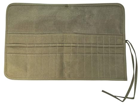 30 Fächern Stifterolle Rollmäppchen, Leinwand Pinseltasche Stifteetui Rolle Stiftehalter aus Segeltuch, Leinwand Stifterolle Pinsel Etui Case für Stifte Aquarellstift Gouachestift (Grün)