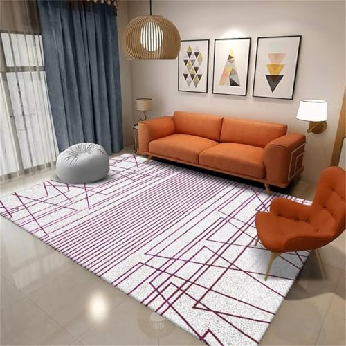AITROMNI Teppich Flur Läufer Für Eingang Grauer lila gerade Linie nach Hause Dekoration Muster modernen Stil Bettumrandung 50X70CM
