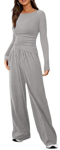 Haibang Ensemble Femme Chic et Elegant 2 Pièces de Survêtement Sweat Manches Longues et Pantalon avec Poches Tenue de sport pour Yoga Fitness Jogging Casual Outfit Lounge Set