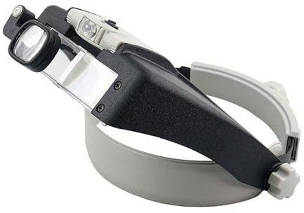 IOIUSKKU Gafas con Lupa de Cabeza LED con Aumento 5X 3X 5X 9X, Diadema con Lupa iluminada ABS, Visera Optivisor