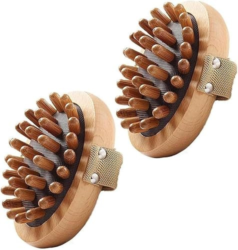 Meridian Lot de 2 brosses à pression anti-cellulite pour le corps, coussin d'air apaisant avec huiles essentielles en bois, brosse de massage méridienne, appareil de massage en bois naturel