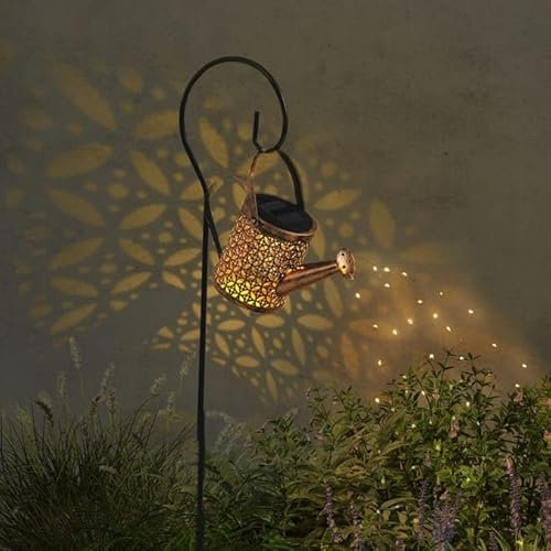 U.saf Firefly Hanging Watering Can Solar Lights Charming Outdoor Garden LED Décor with Warm White Fairy Lights for Patios, Pathways, Flower Beds & Yard Decoration Energy-Efficient & Waterproof