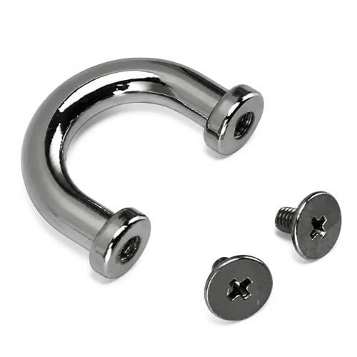 U Rings, 10 Set D Ring Connector Arch Bridge Buckles with Screws, U Shape Metal Screw in Shackle for Purses Necklaces Shoulder Bags DIY Leather Craft (Black)