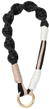 CHUQING Llavero con cordón negro, cadena corta para teléfono celular, correa corta para muñeca, llavero con cordón para teléfono celular