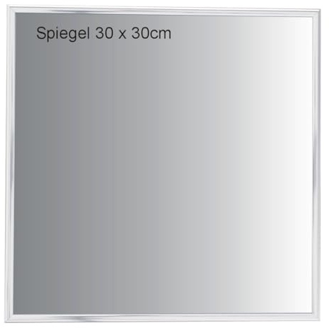 Spiegel 30x30cm im ALU Rahmen Farbe Silber glänzend, Echtglas | Dekorativer Wandspiegel, ideal für Bad, Flur, Diele, Büro, Praxis, Wohnmobil u.m.