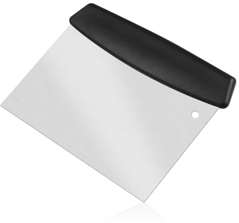 Stainless Steel Bench Scraper Metal Griddle Scraper Chopper Dough Cutter for Bread Pizza Dough Silver Food Scrapers Multipurpose Kitchen Utensil for Flat Top Griddle Outdoor Bbq Chopping Cleaning