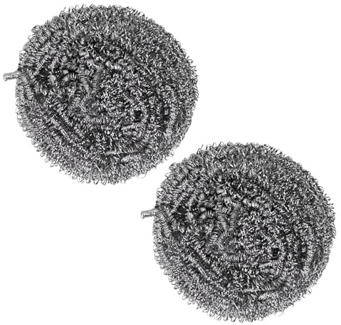 Steel Wool Scrubber, 2PCS Stainless Steel Metal Scrubber Scouring Pads Ball for Pot Cleaner Kitchen Cleaning Tool