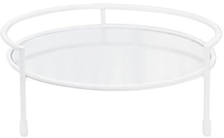 PawwJoy Bandeja decorativa con espejo para servir, organizador de maquillaje para tocador, baño, tienda, comedor, encimera, 8.66 x 8.66 x 3.54 pulgadas