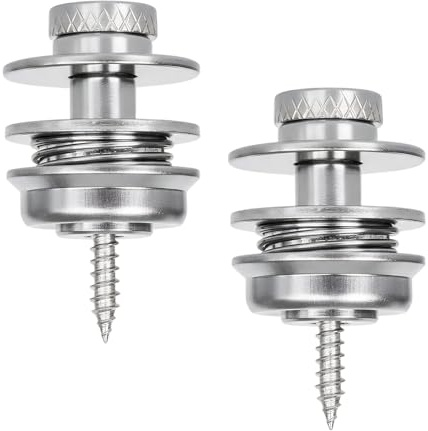 Luxvara 2 Stück Gitarrengurt Knöpfe, Gurtschlösser für Gitarre, Flachkopf Gitarren Strap Locks, Gitarrengurt Schlösser Knöpfe, Security Locks Gitarre für Akustik Klassische E-Gitarre Bass (Silber)