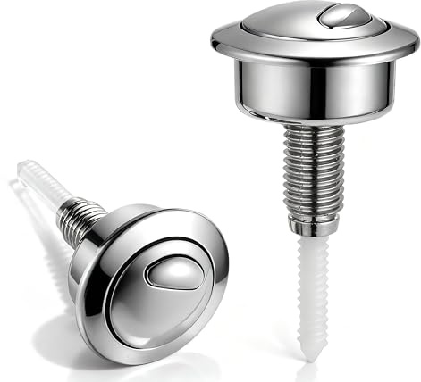 Replacement Flush Button CF1003CP for Twyford Optima49 Cistern - Dual Flow Push Button Toilet Flush Mechanism, Round Head Silver Toilet Flush Valve Actuator