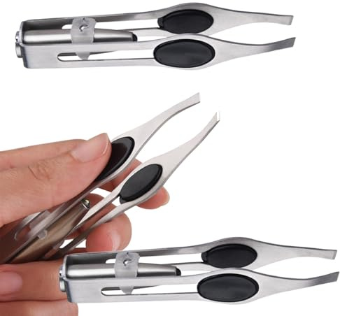 Pinzas para cejas, depiladora fina de acero inoxidable con luz, herramienta de maquillaje para depilación de cejas, para abuela, mamá, esposa, novia, niñas