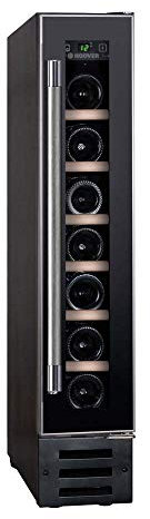 Hoover HWCB15UK Freestanding Wine Cooler, Single Zone Temperature, 7 Bottle Storage, 15cm wide, Black