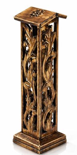 Räucherstäbchen aus Holz und Kegelbrenner-Halter, groß, organisch, umweltfreundlich, Ascheauffang, Agarbatti-Halter, rustikaler Stil, handgeschnitzt für Meditation, Aromatherapie, Heimduftprodukte