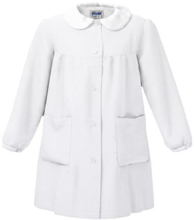 Siggi Group Grembiule Scuola Bambina con Bottoni, Colletto Staccabile | Divisa scolastica Asilo Materna | Bianco, Quadretti rosa Bianco 7 anni