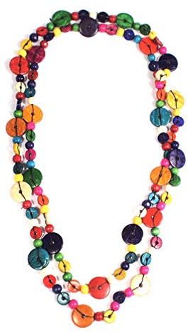 PRETYZOOM Bunte Kette Damen Lang, Mehrschichtigem Kokosnussschalen AnhäNger, BöHmische Handgefertigter Muschel Halskette Schmuck, Muschel Halskette Schmuck