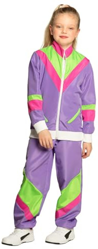 Boland - Disfraces de niños de los 80 chándal con bolsillos, chaqueta y pantalón, varias tallas, traje de camping, jogging suit, assi suit, estilo retro, disfraz de grupo, fiesta de lema, carnaval