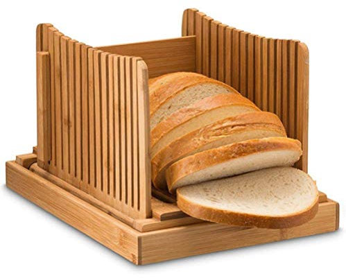 Foldable Bread Slicer Loaf Slicer Manually Bread Slicer Toast Slice Bread Slicer for Homemade Bread, Loaf of Cakes, Bagels Compact with Crumb Tray Works