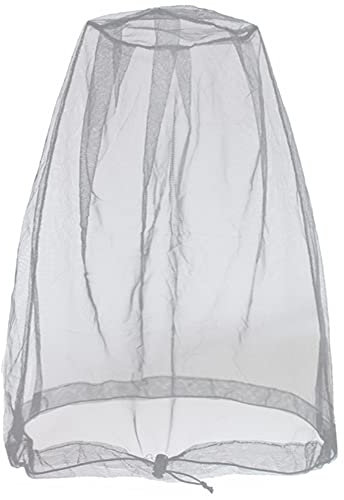 Cinvo Head Net Mesh Bug Net Face Netting Updated Bigger Size for Mosquitoes Bugs No See Ums Insects Gnats Midges from Outdoor, Spacious Net Room Works Over Most Hats Comes with Free Stock Pouch- Grey