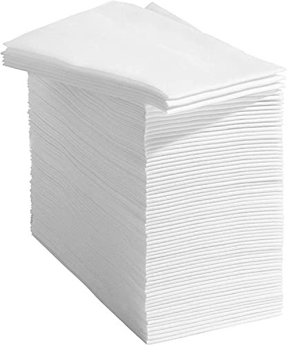 DADAWU Linen Feel Napkins Disposable Napkins Cloth-Like Decoration Serviettes Eco Napkins for Wedding, Party, Birthday, Dinner Christmas, 12x17, Pack of 50 (White)