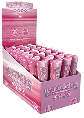 ELEMENTS 20542 Pink King Size-Pre-Rolled KS-32 x 3 Cones im Display, Papier