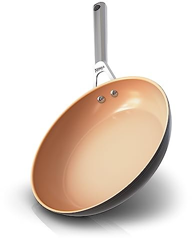 Ninja Extended Life Premium Ceramic 10.25 Fry Pan, Nonstick Fry Pans, Pots, PTFE Free, Healthy Cooking, Oven Safe to 550°F, Dishwasher Safe, All Stovetops & Induction Compatible, Dark Grey, CW90026