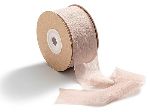 CHUQING Geschenkband Schleifenband Stoffband Chiffonband für Hochzeit Nude Rosa