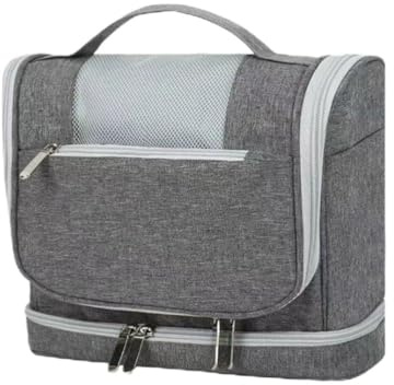 Trousse de Toilette,Trousse de Toilette Homme et Femme Voyage Grande capacité,Grande Sac de Makeup Toilette Imperméable Suspendue (Gris)