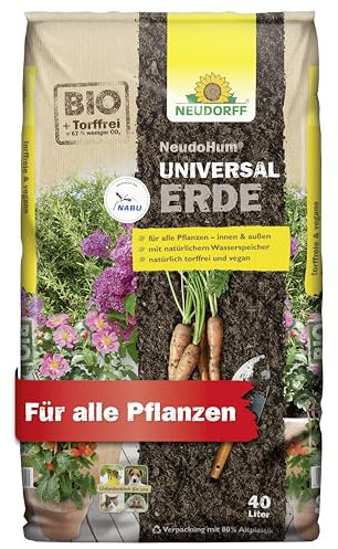 Neudorff NeudoHum UniversalErde - Torffreie Bio-Erde für Balkon, Garten und Zimmerpflanzen, NABU empfohlen, 40 Liter
