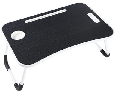 Foldable Laptop Table, Laptop Bed Tray Desk for Bed, Sofa, Dinner Bed Portable Bed Desk with Sturdy Portable Cup Holder for Eating, Writing, Working, Black