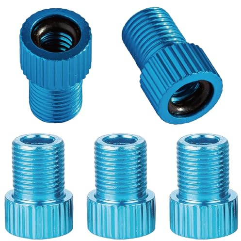 VANSIHO Aluminum Presta to Schrader Converter Car Valve Adapter Bicycle Bike Tube Pump Air Compressor Tools 5pcs (Cyan)