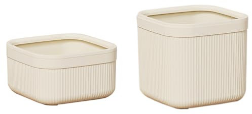 Jumuao Desktop-Mülleimer,Tischmülleimer,Klein Mülleimer Büro，Papierkorb mit Deckel,Tischabfalleimer,Kompaktes Design Mini Kosmetikeimer,für Küchen-Badezimmer-Schreibtisch (Ohne Abdeckung 2PCS)