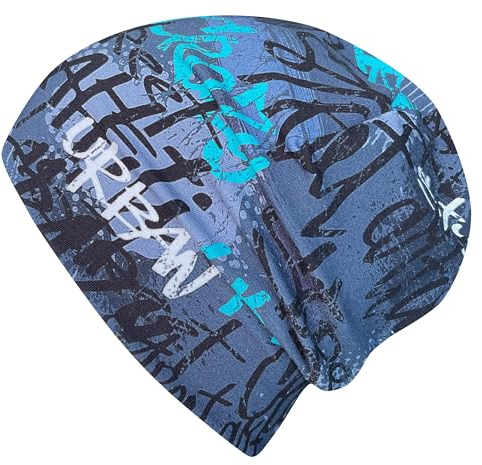 Wollhuhn Jungen/Mädchen Shorties Beanie/Beanie-Mütze/Kinder-Mütze Bequem Viele Motive Jersey Zweilagig Gefüttert Übergangszeiten (Öko-Stoffe/Bio) 2024202401 (Skater Blau, M)