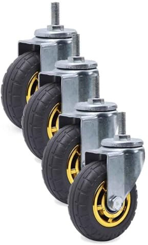 ZYBOWAYL Lenkrollen mit Gewinde M12*30mm Schwerlast Strandkorbrollen mit Bremse 360 Grad Schwenkrollen aus Gummi Tragfähigkeit 225kg (Color : Swivel, Size : 4inch)