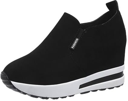 Women's Shoes Trainers Platform Sports Casual Shoes Wedge Heel Slip-On Shoes Women's Elegant Outdoor Shoes Breathable Low Shoes Slip On Trainers Soft Sole Fitness Shoes Non-Slip Orthopaedic, black, 7