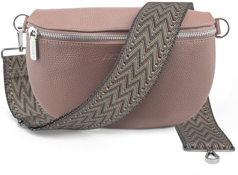 Artvall - Umhängetasche Echtleder Tasche Handtasche Leder Bauchtasche Klein mit Schultergurt Design Taschenband abnehmbar verstellbares Riemen Crossbody Bag Echt Ledertasche Damen mit Reißverschluss