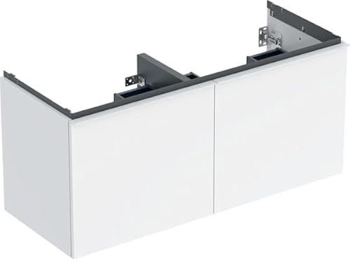 Geberit Acanto Unterschrank für Doppelwaschtisch, 2 Schubladen und 2 Innenschubladen, Wandhängend, 1184x541x475mm, 503.007., Farbe: Korpus und Front: weiß/hochglänzend, Griff: weiß/matt