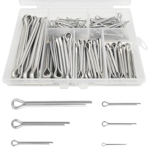 230 Stück Splinte Sortiment, Sicherungssplint Mit Sortimentskasten in 6 Verschiedenen Größen M1 M2 M2.5 M3 M4 M5 - Edelstahl für Autos, Wohnmobile, Gartengeräte