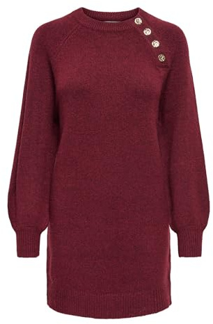 ONLY Onlemma Life LS Button Onec Dress CC Knt da Donna, Cabernet, M