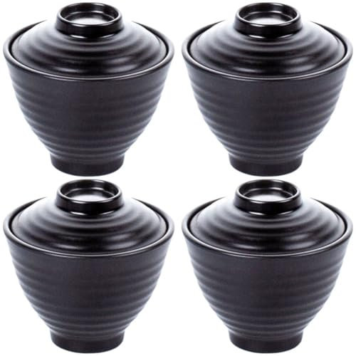 Lpitoy Bols Miso De Style Japonais avec Couvercle, Petit Bol À Soupe, Bol De Marmite Chaude, Bol D'assaisonnement, Bol De Soupe Miso Japonais 4 Pièces