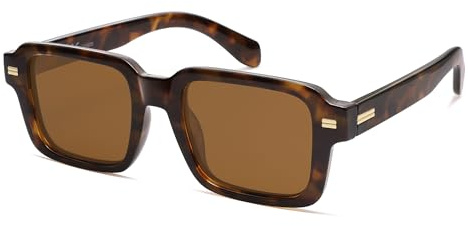 SOJOS Retro Quadratische Polarisierte Sonnenbrille Damen Herren Klassisch Kunststoff Vintage Rechteckig UV400 Schutz Sonnenbrille SJ2345