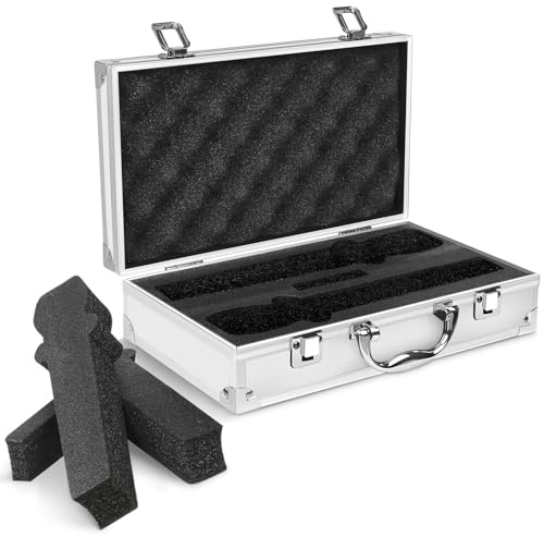 CIIICPSSL Professioneller Mikrofonkoffer, Hartschalen-Tragekoffer für 2 drahtlose Mikrofone, Aluminiumrahmen mit Schaumstoff-Innenausstattung, weiß